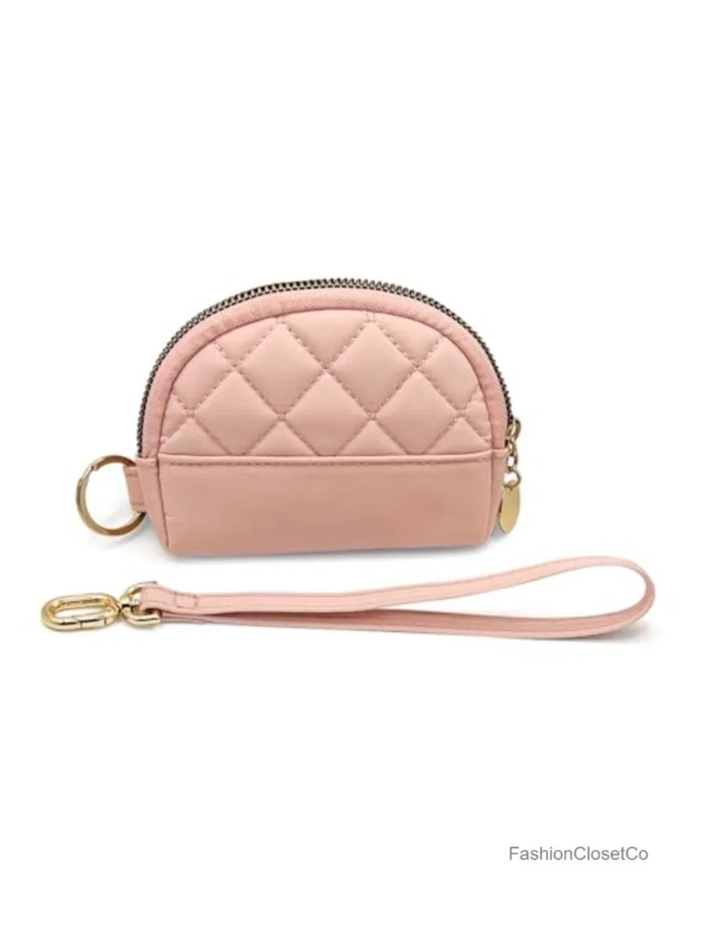 Quilted Nylon Coin Purse with Detachable Wristlet, Card Holder Zip Wallet for